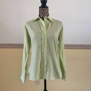 Piattelli Barney's New York Women's‎ Green Herringbone Dress Shirt Size 42 L13